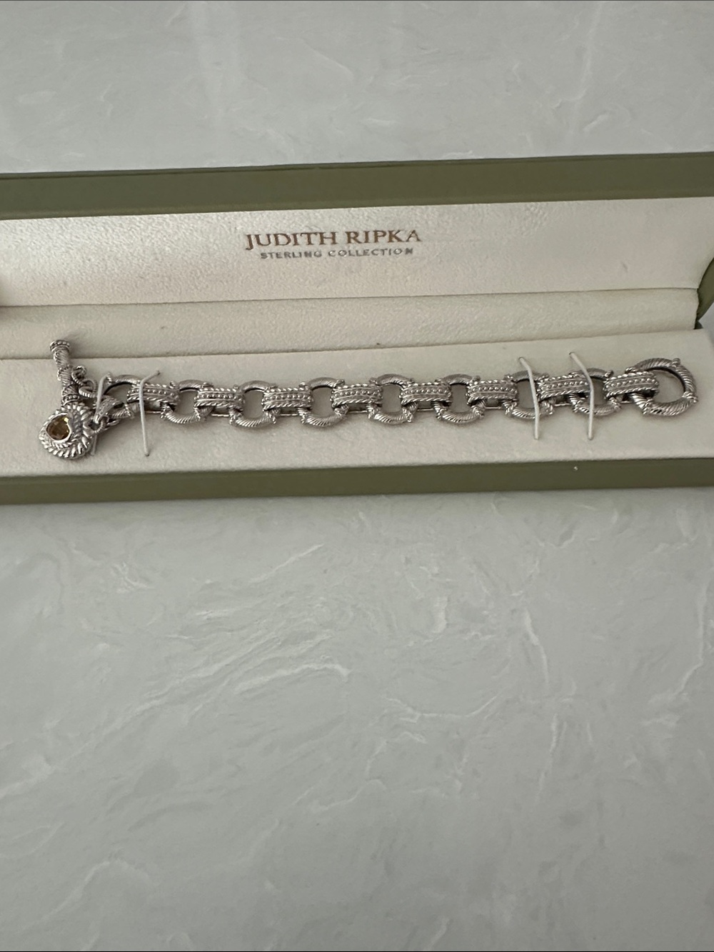 Vintage Judith Ripka Sterling Silver Link Bracelet Detachable Heart Charm